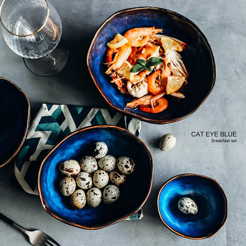 Blue Elegant Mediterranean Salad Bowl