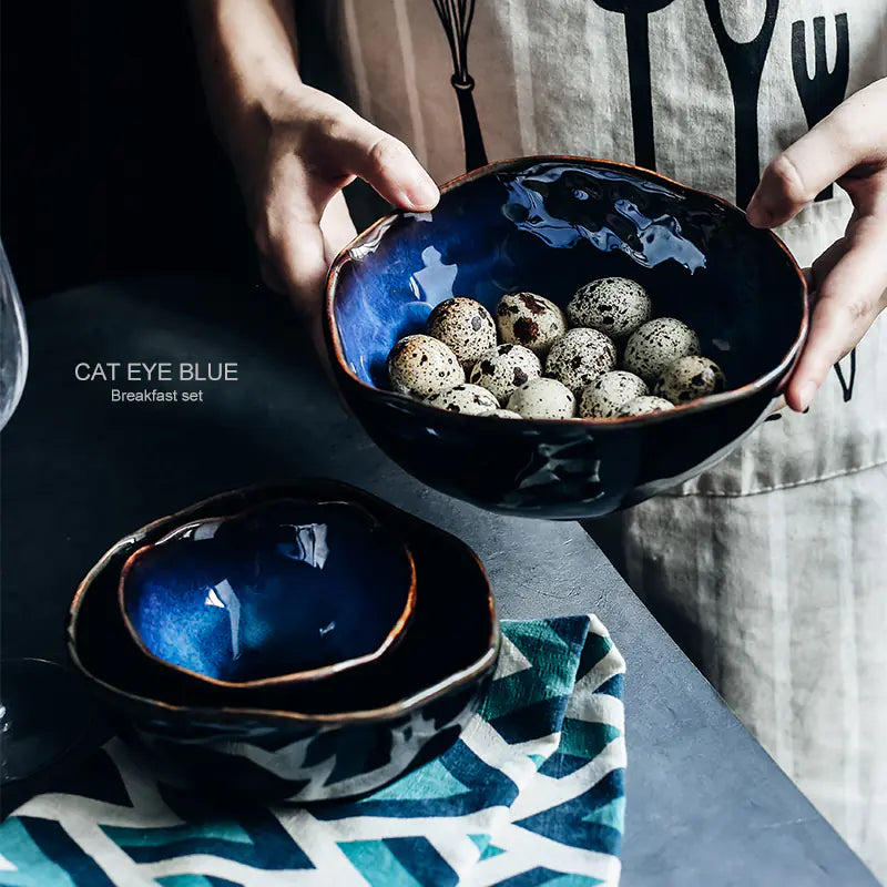 Blue Elegant Mediterranean Salad Bowl